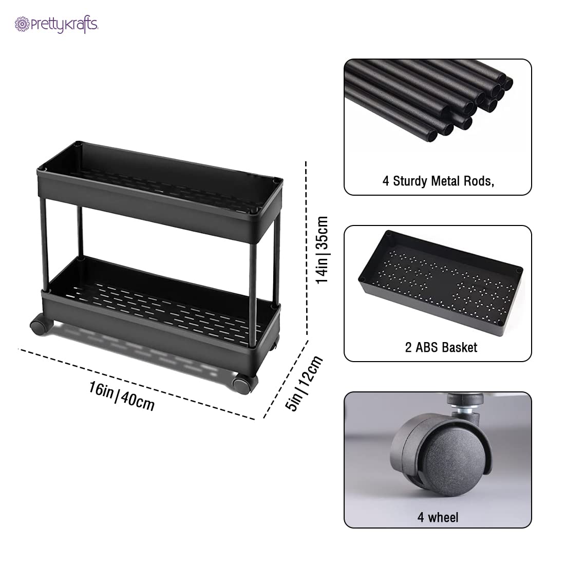 2 Tier Rack Shelf with Wheels