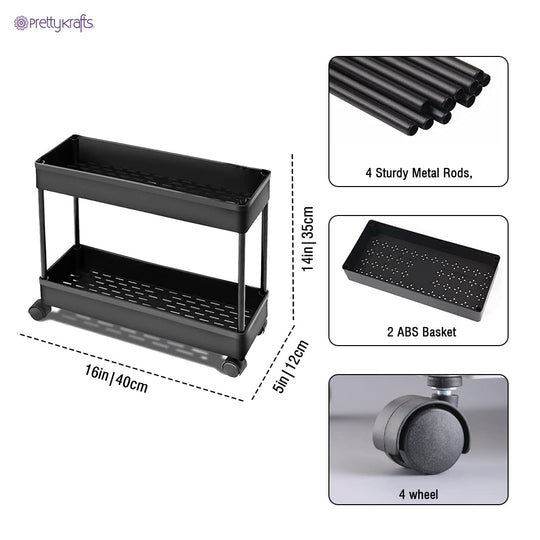 2 Tier Rack Shelf with Wheels