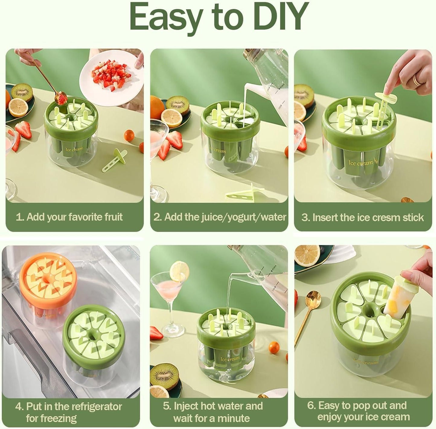 Reusable 8 Pieces Ice Pop Mould