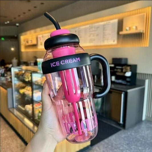 Water Bottle with Handle & Straw