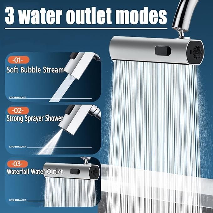 3-in-1 360° Waterfall Faucet Sprayer (with Adapter)