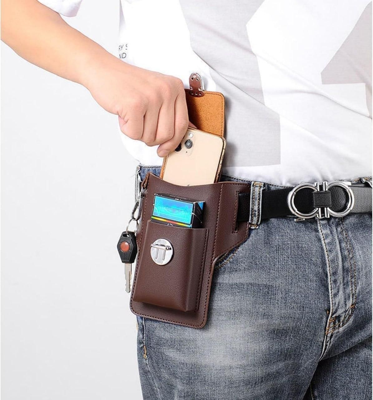 PU Leather Mobile Pouch With Belt Loop