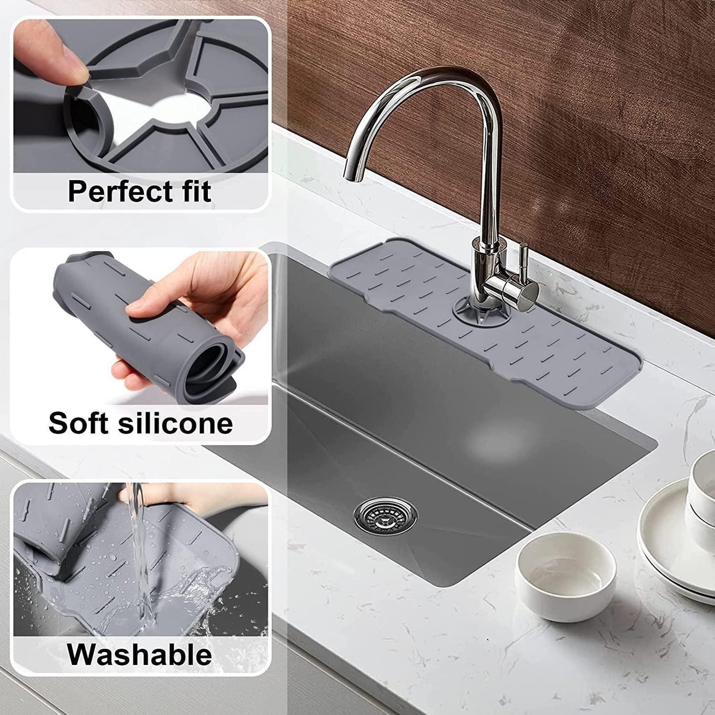 Silicone Faucet Drip Catcher Mat (Pack of 2)